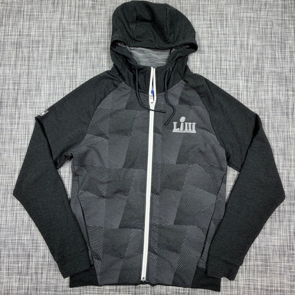 BDA Unisex Adult Super Bowl LIII Full Zip Hoodie Grey Geometric Rayon Blend XS